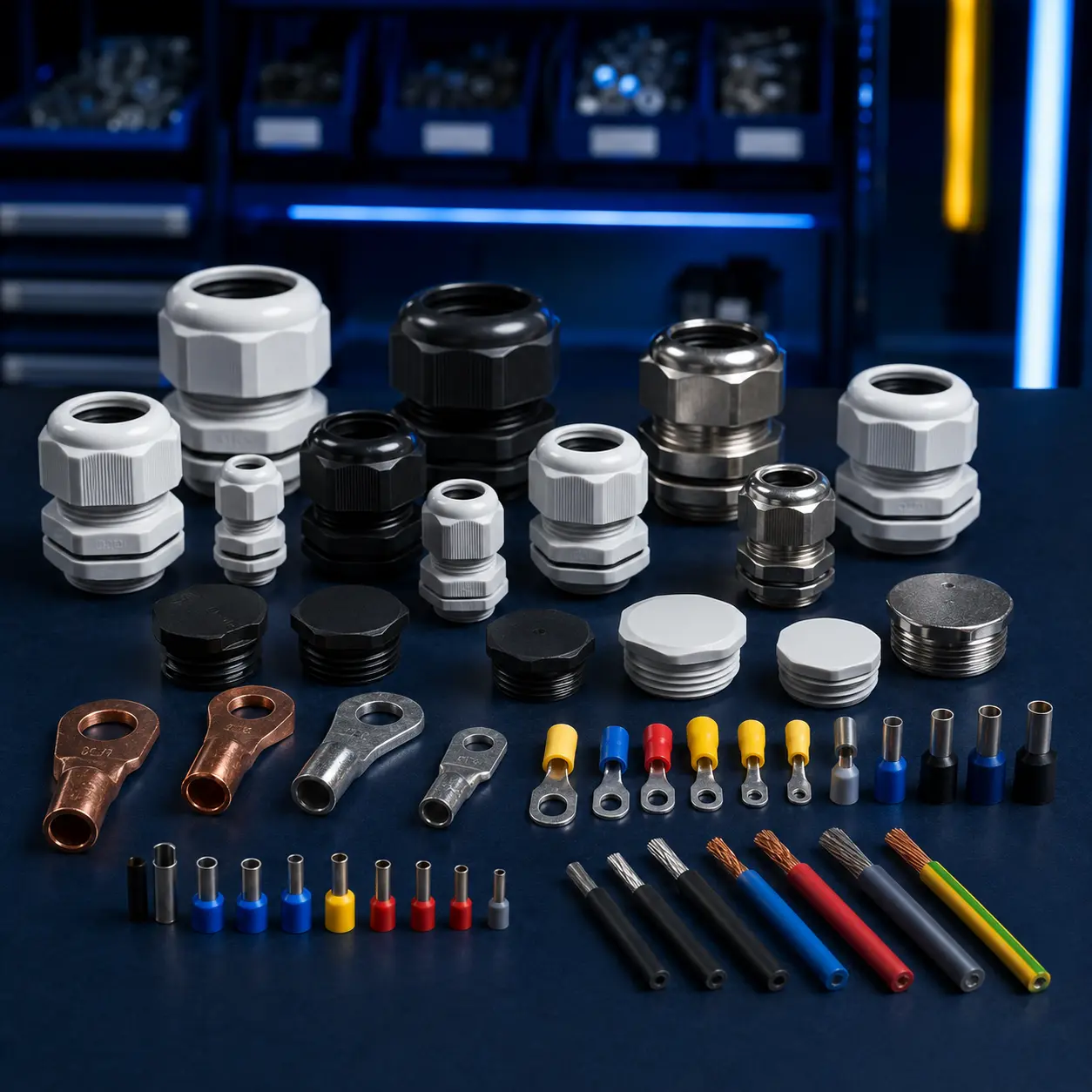 Electrical consumables including glands lugs and ferrules